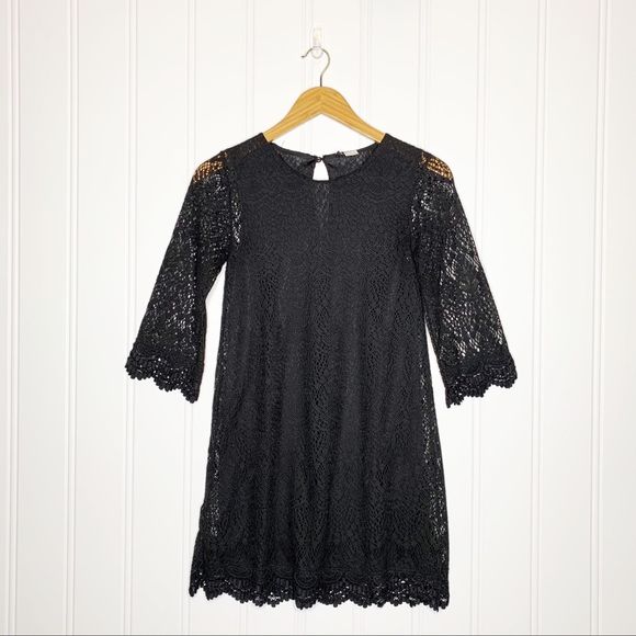 H&M Divided Black Lace Keyhole Mini Dress Size XS - Picture 1 of 7